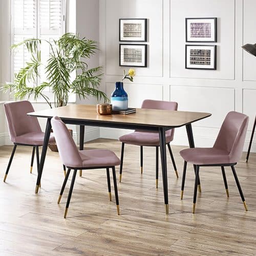 Findlay rectangular table & 4 delaunay dusky pink chairs - Image 2