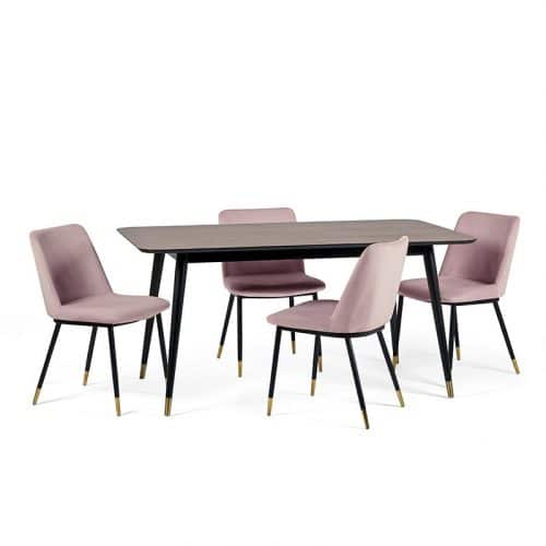 Findlay rectangular table & 4 delaunay dusky pink chairs