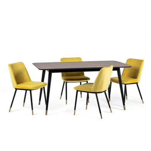 Findlay rectangular table & 4 delaunay mustard chairs
