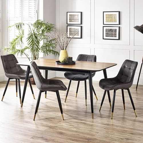 Findlay rectangular table & 4 hadid grey chairs - Image 2