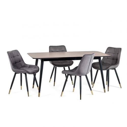 Findlay rectangular table & 4 hadid grey chairs