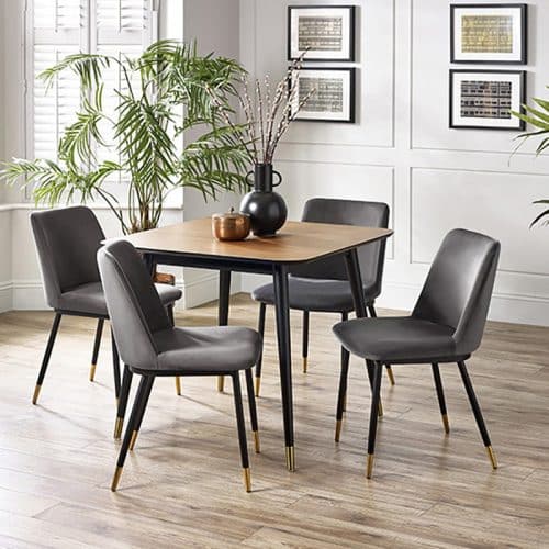 Findlay square dining table & 4 delaunay grey chairs - Image 2