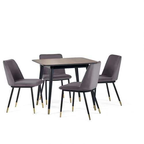 Findlay square dining table & 4 delaunay grey chairs