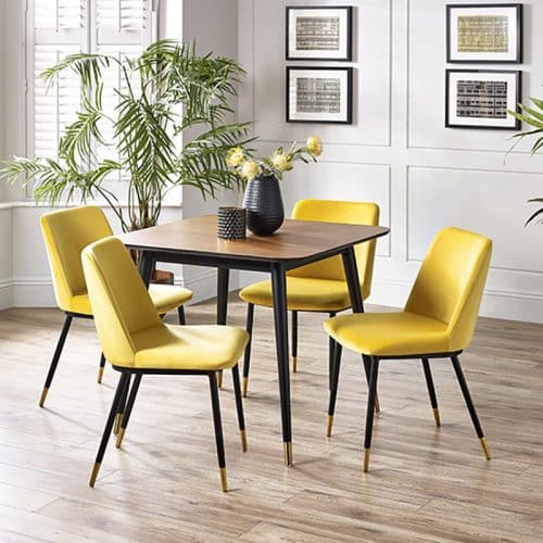 Findlay square dining table & 4 delaunay mustard chairs - Image 2
