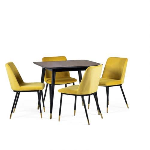 Findlay square dining table & 4 delaunay mustard chairs