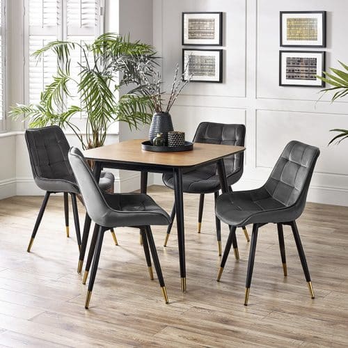 Findlay square dining table - Walnut & Black - Image 2