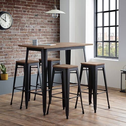 Grafton bar table & 4 grafton backless bar stools