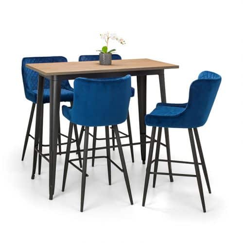 Grafton bar table & 4 luxe blue bar stools
