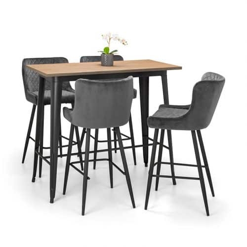 Grafton bar table & 4 luxe grey bar stools