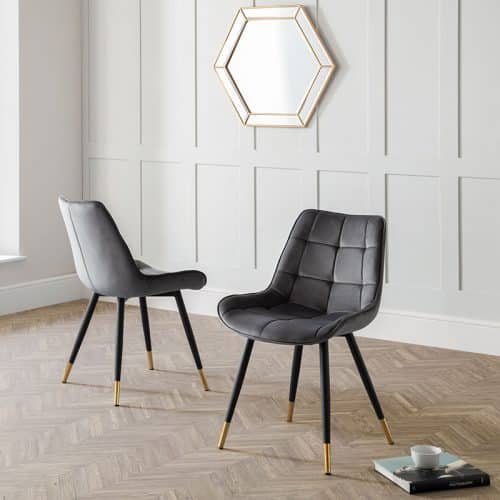 Montero round table & 4 hadid grey dining chairs - Image 8