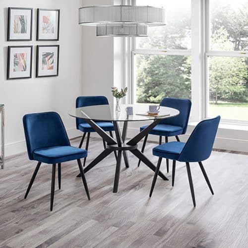 Hayden dining table & 4 burgess blue chairs