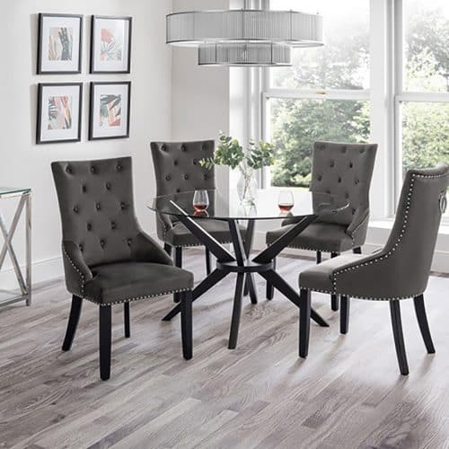Hayden dining table & 4 veneto knockerback chairs