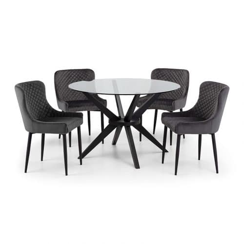 Hayden dining table & 4 luxe grey chairs