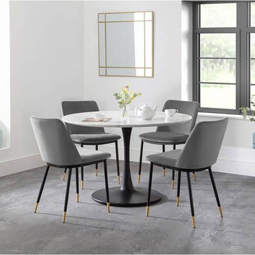 Holland round pedestal table & 4 delaunay grey chairs