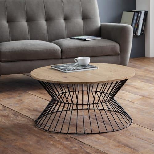Jersey round wire coffee table - oak - Image 2