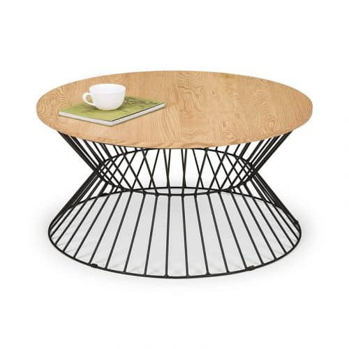 Jersey round wire coffee table - oak - Image 3