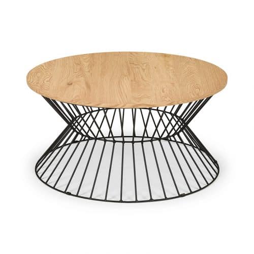Jersey round wire coffee table - oak