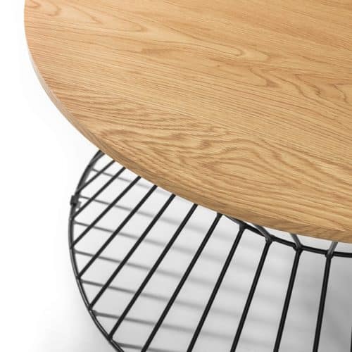Jersey round wire coffee table - oak - Image 4