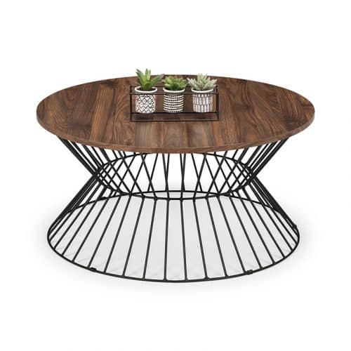 Jersey round wire coffee table - walnut - Image 6