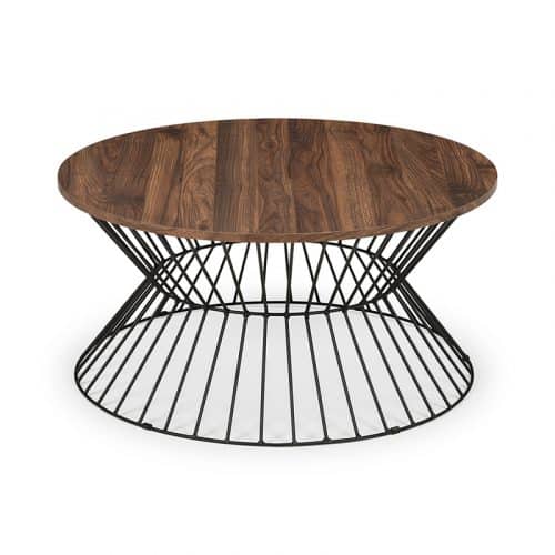 Jersey round wire coffee table - walnut