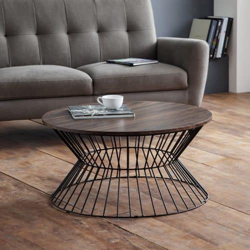 Jersey round wire coffee table - walnut - Image 5