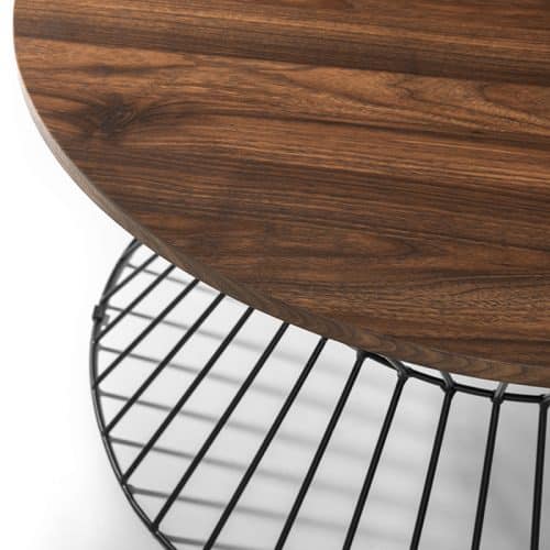 Jersey round wire coffee table - walnut - Image 4