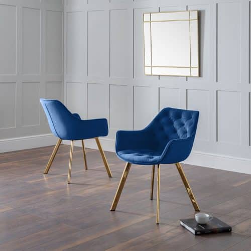 Como & Luxe blue dining set (2 chairs & bench) - Image 7