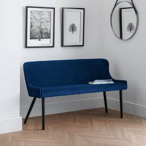 Como & Luxe blue dining set (2 chairs & bench) - Image 8
