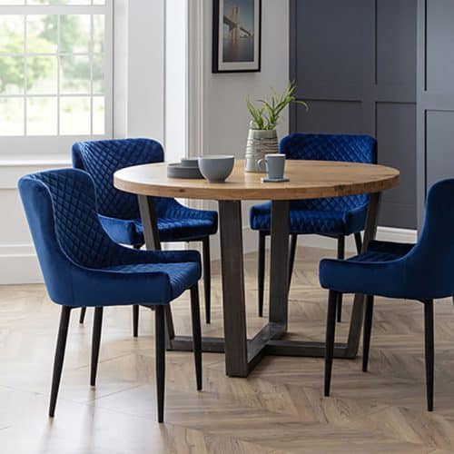 Brooklyn round & Luxe blue dining set