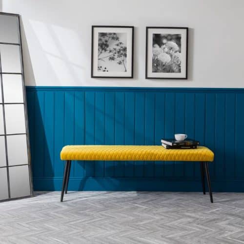 Berwick Dining Table & 2 Luxe Low Mustard Benches - Image 7
