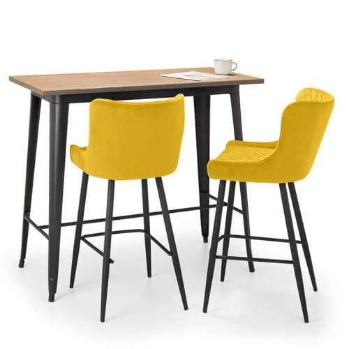 Grafton bar table & 2 luxe mustard bar stools