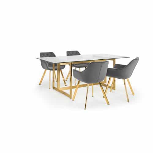 Minori dining table & 4 lorenzo grey dining chairs