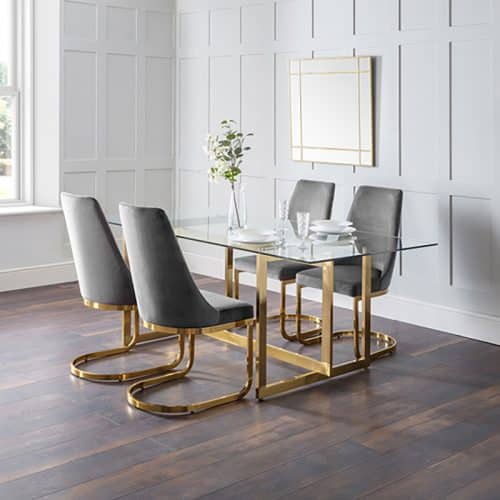 Minori dining table & 4 vittoria grey dining chairs