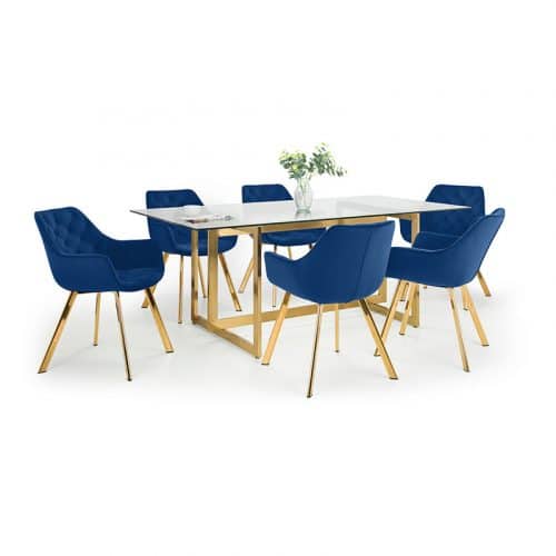 Minori dining table & 6 lorenzo blue dining chairs - Image 3