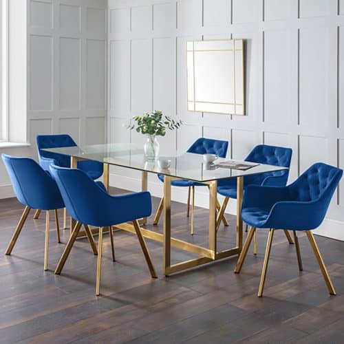 Minori dining table & 6 lorenzo blue dining chairs - Image 2