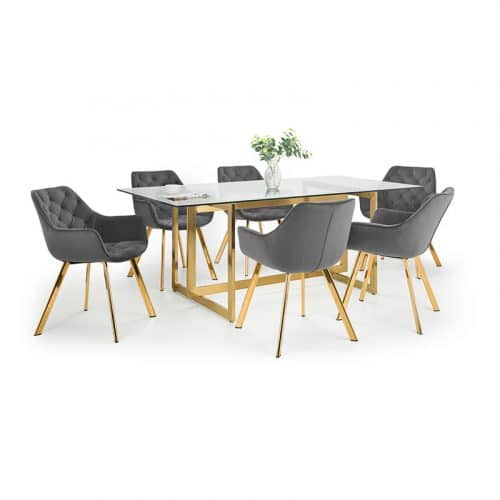 Minori dining table & 6 lorenzo grey dining chairs - Image 3