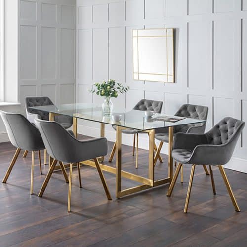 Minori dining table & 6 lorenzo grey dining chairs - Image 2