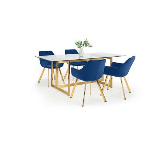 Minori dining table & 4 lorenzo blue dining chairs - Image 2
