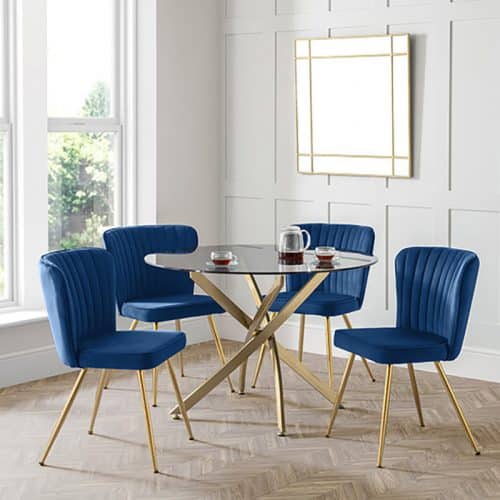 Montero round table & 4 cannes blue dining chairs - Image 2