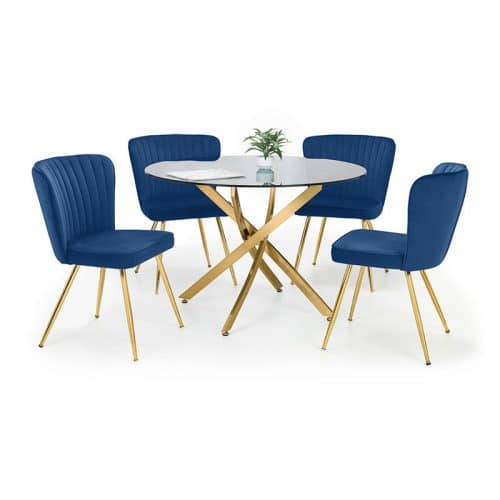 Montero round table & 4 cannes blue dining chairs - Image 3