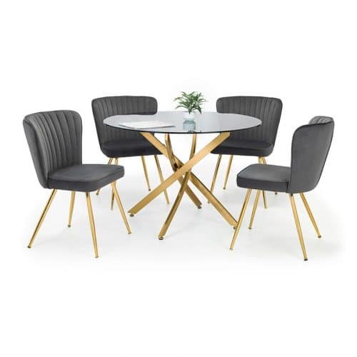 Montero round table & 4 cannes grey dining chairs - Image 3