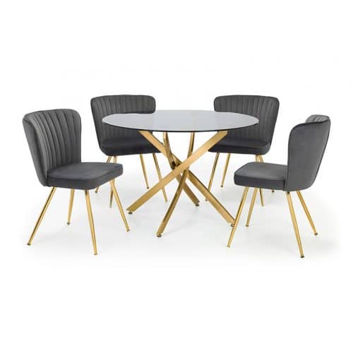 Montero round table & 4 cannes grey dining chairs