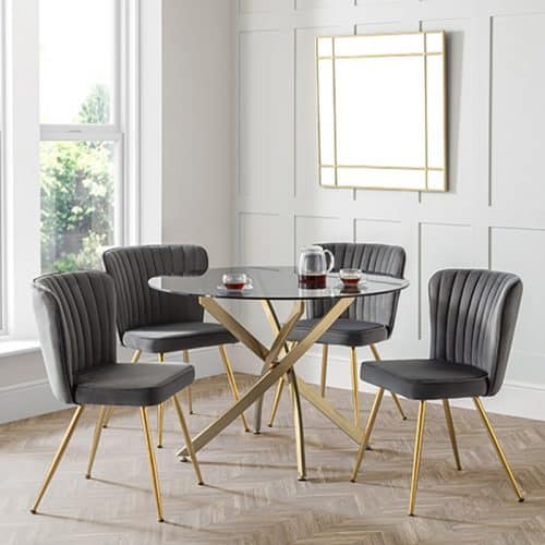 Montero round table & 4 cannes grey dining chairs - Image 2