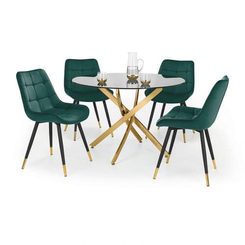 Montero round table & 4 hadid green dining chairs - Image 3