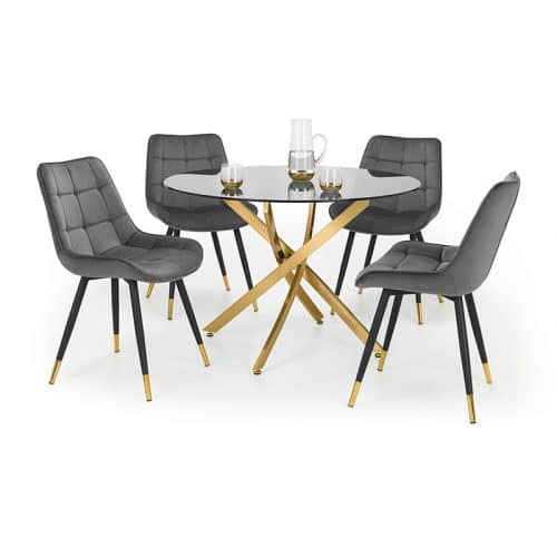 Montero round table & 4 hadid grey dining chairs - Image 3