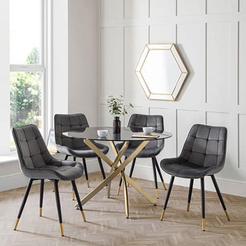 Montero round table & 4 hadid grey dining chairs - Image 2