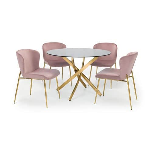 Montero round table & 4 delaunay pink chairs