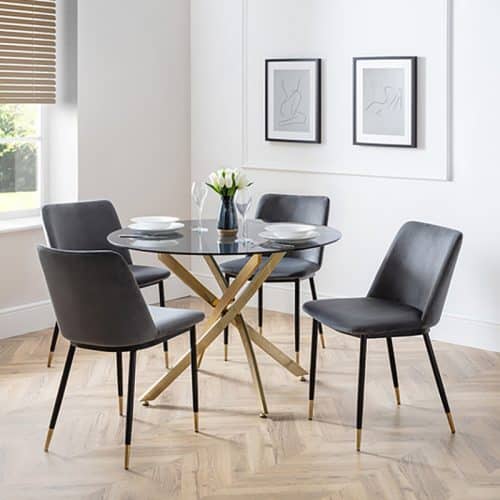Montero round table & 4 delaunay grey chairs - Image 2