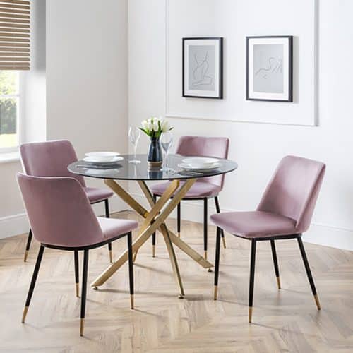 Montero round table & 4 delaunay pink chairs - Image 2