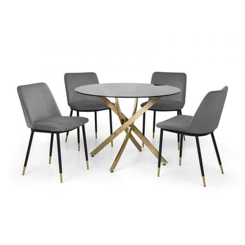 Montero round table & 4 delaunay grey chairs